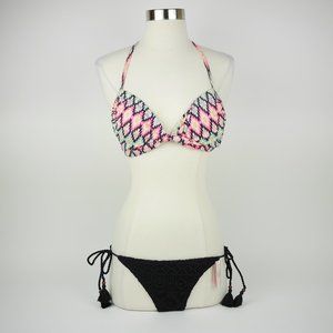 VICTORIA'S SECRET Swim Bikini - Halter push up top 34B crochet bikini bottoms M